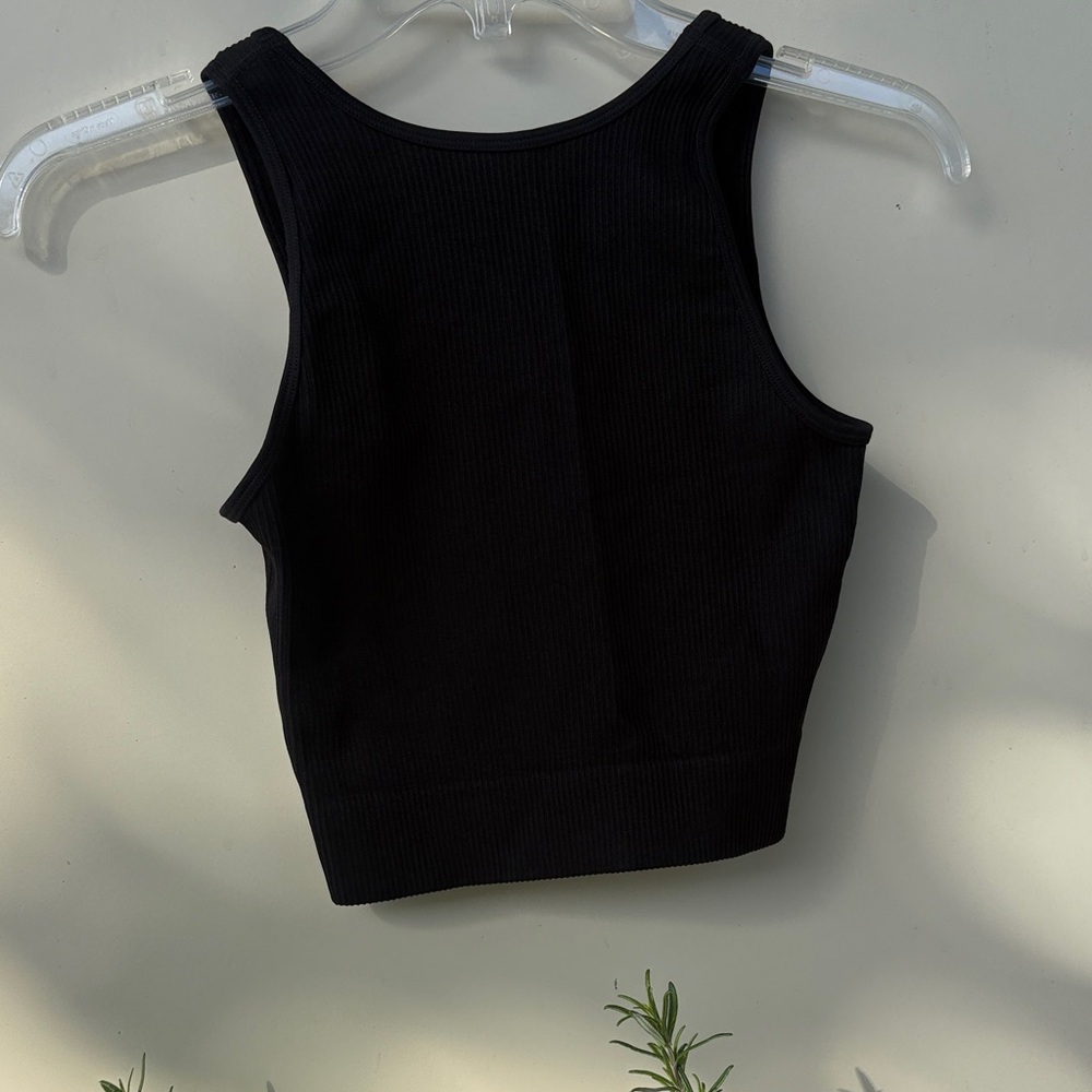 Black Ribbed Women's Tank Top - Picture 4 of 4
